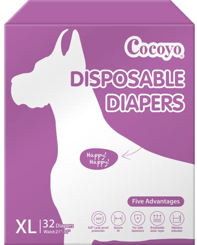 COCOYO Disposable Dog Diapers, Super Absorbent, Breathable, Wetness Indicator (X-Large, 32)