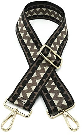 Angtex Taschengurt Schultergurt für Damentaschen, 5 cm Wellen braun/Weiss