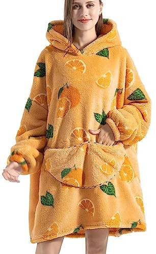 JOJJJOJ Übergroße Hoodie-Decke mit riesiger Tasche Bequeme Sherpa Fleece Decke Kapuzenpullover warmes Sweatshirt Bademantel für Damen Herren Teenager Geschenk