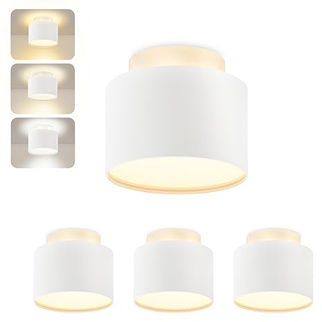 BOYIR 4 Stück LED Aufbaustrahler Weiß 7W+3W 900LM Aufbauspot Flach Deckenspots Rund Aufbauleuchte 3000K/4000K/6000K Deckenstrahler aus Aluminium Modern Aufbauspot Deckenlampe Ø80x67mm
