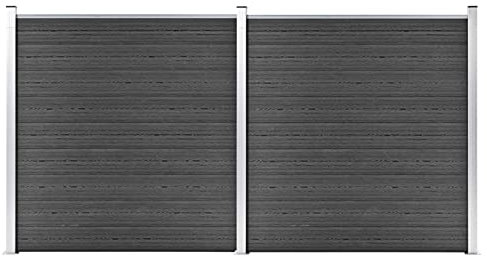 BaraSh Zaunelement Set WPC 353x186 cm Zaun Sichtschutz GartenzäUne Sichtschutzelemente Garten Dekorative ZäUne Schwarz