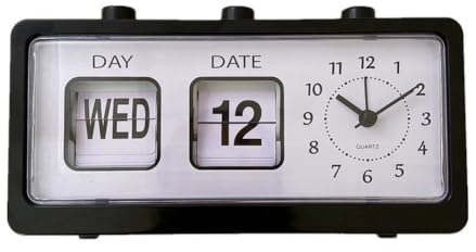 HiCOZZIE Mechanischer Neuheit Flip Clock Digitale Tischuhr mit Kalender Uhr Wohnkultur Retro Dekorationen, Schwarz