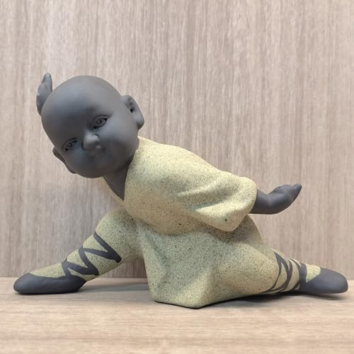 Cutfouwe Mönch Figur Deko,Keramik Buddha Statue,Tonfiguren Statue die Niedlich und Ausdrucksstark Gestaltet,Kunsthandwerk Ornament Buddha Kung Fu Figuren,Desktop Tischdeko,8