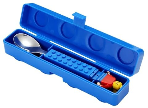 Vita Sharks Buntes und helles Besteck-Set für Snacks, Gabel und Löffel für Kinder. Stapelbares Essbesteck aus Blockware aus Edelstahl. Spielen Sie Abendessen, Kindergeschirr (Set
