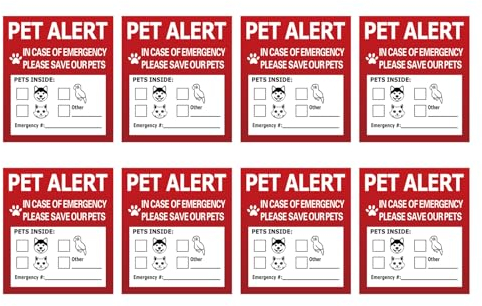 OralGos Pet Inside Alert Aufkleber Warnschilder Wasserdicht und Hund Katze retten Aufkleber Aufkleber für Brandsicherheit Notfall