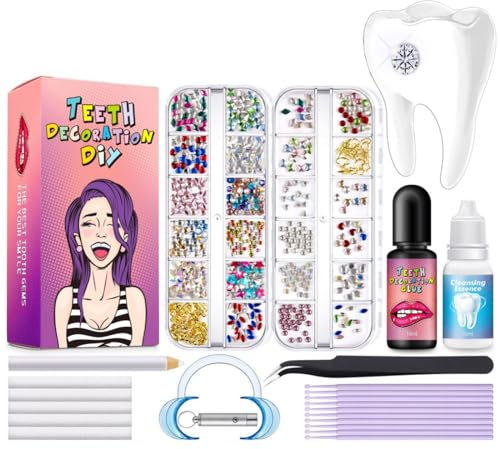 GNEUFVIE Shining Smile DIY Tooth Gem Kit Zahnschmuck Set, 270 Pcs Stück Kristallschmuck Starter-Kit