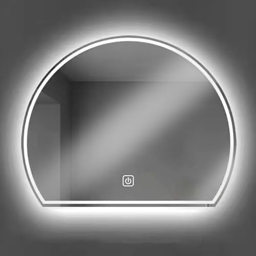 Specchi da bagno a LED con luci, Specchio per trucco, Specchio intelligente a mezzaluna, Specchio da parete per soggiorno, bagno, camera da letto, ingresso (Colore: Luce bianca (6000K), Dimensioni: 50