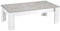 AltoBuy Denae - Table Basse Rectangulaire L126cm Laquée Blanc Brillant et Gris Marbré