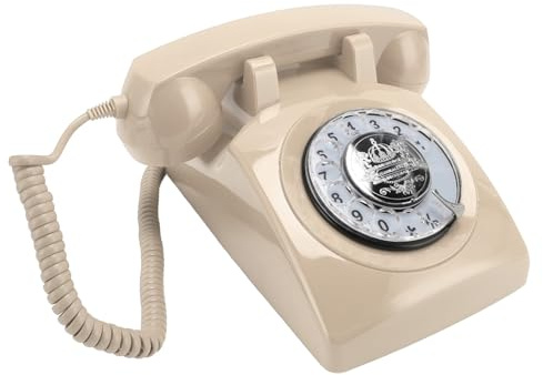 Retro Wählscheibentelefon, Vintage Festnetztelefon | Classic Mechanical Ringer Nostalgic 1960s Style Durable ABS Build Home Office Living Room Bedroom