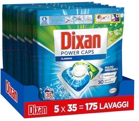 Dixan Power Caps Classico, Detersivo Lavatrice in Capsule, 5 Confezioni da 35 PZ