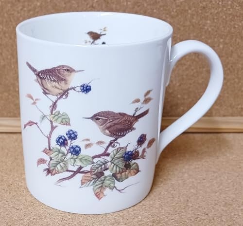 Rainbow Decors Wren Birds Scene Mug Fine Bone China 400 ml 14 fl oz Large Balmoral Cup Hand Decorated in UK