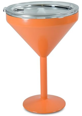 AGH life Stainless Steel Margarita Tumbler with Lid, 295ml Insulated Martini Glasses, Double Wall Insulated Cocktail Tumbler Wine Glasses for Party, Vacation, Pool, Beach (Orange)