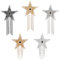 5 Stück Bügelbilder Stern Patches zum Aufbügeln Strass Flicken zum AufbüGeln mit Quasten Geeignet für DIY Hüte, Kleidung, Rucksäcke (Schwarz, Gold, Silber)