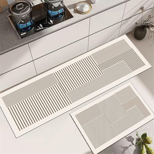 Highdi Alfombra de Cocina Diatomita Absorbebles Tapete de Cocina Beige Sencillo Alfombra Cocina Lavable Antideslizante Alfombra Cocina Alfombrilla de Cocina Alfombra Baño (Mosaico,50x160cm)