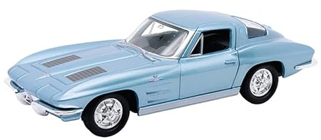 Toi-Toys Chevrolet Corvette 1963 Modellauto aus Metall Modell Auto Spielzeugauto 4-Varianten 94 (Hellblau-Metallic)