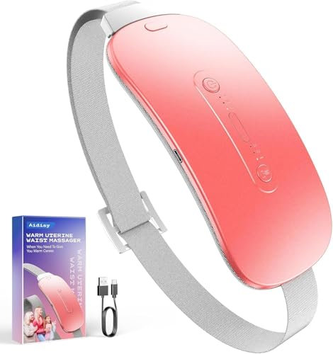 Period Pain Relief Heating Pad, Rechargeable Menstrual Heat Pads with 3 Heat Levels & 3 Massage Modes, Electric Heating Pad for Menstrual Pain & Backaches, Wearable Heat Belt Gifts for Women