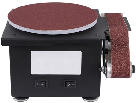 Bandschleifer 100 W Band und Tellerschleifer Mini Elektro Bandschleifer Schleifmaschine für Metall Kunststoff Holz