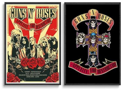 Poster Guns N' Roses, Rockband, Musikalbum, Vintage-Cover, Wandkunst, Leinwandposter, Raumdekoration, ästhetischer Druck, Dekoration, 30 x 45 cm, Stil 2, 2 Stück