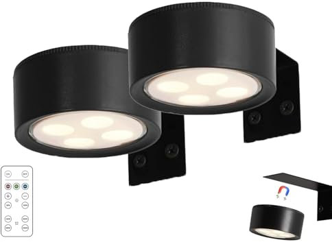 Genérico Topveden Picture Lights for Wall, Topveden Picture Frame Bulb, Wall Art Light Battery Operated No Drill Magnetic Decor for Bedroom with 3 Lighting Modes (black 2pcs)