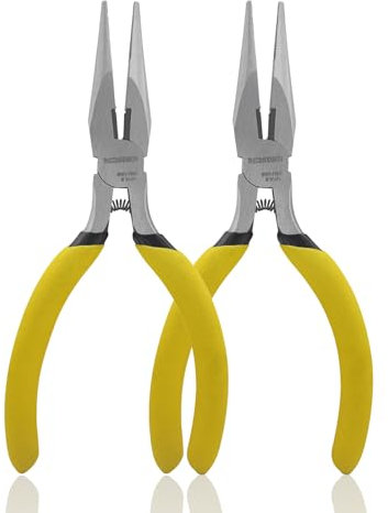 BOOSDEN Lot de 2 Pinces à Bec Long 13 cm, Mini Pinces à Bec Fin avec Coupe-Côté, Petites Pinces de Précision à Poignée Ergonomique pour Électronique, Artisanat, DIY, Fabrication de Bijoux