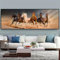UGZDEA Pferdemuster Leinwand Poster, Sieben laufende Schwarz und Gold Pferdemuster Tiere Leinwand Malerei, Wohnzimmer Schlafzimmer Deko Bild-Ohne Rahmen (Pferd-2, 30x90cm)
