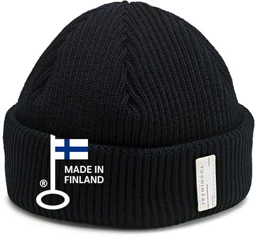 Seemannsmütze Merino Herren – Fischermütze aus 100% Merinowolle – Fisherman Beanie Winter – Mulesingfrei & Made in Finnland – Warme Wollmütze für Herren & Damen – Trawler Mütze – Kurze – One Size