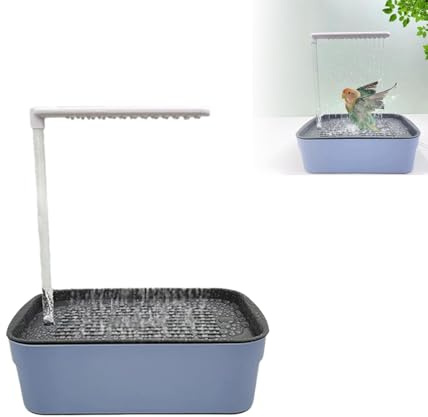 Zinueen Ducha Automática para Aves de Jaula de Periquito - Casa de Baño para Aves con Bañera - Ducha Multifuncional para Periquitos y Loros