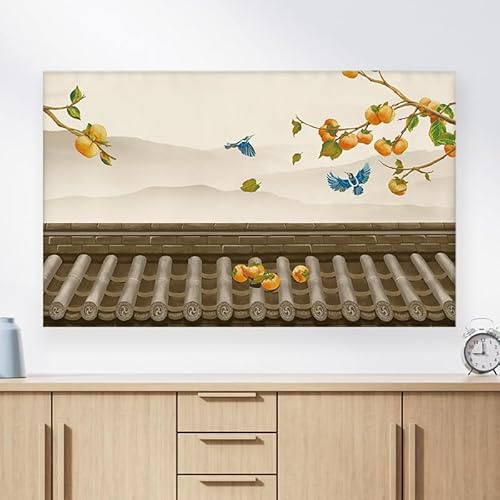DOTBUY-SHOP TV Housse de Protection Télévision, Motif 3D Housse Anti-Poussière, Moderne Décorative Élastique Écran Télévision Couverture pour 32-80 Pouces TV/PC (Cime des arbres,55-65inch)