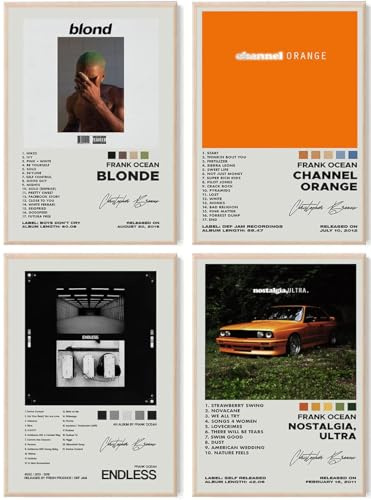 Frank Ocean Albumcover signiertes limitiertes Poster, 4er-Set, Rapper-Musik, Frank-Poster für Zimmer, ästhetisch, Mädchenzimmer-Dekoration, ungerahmt 20 x 30 cm