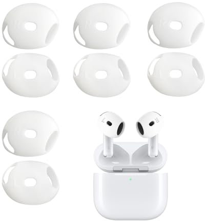 Godneei AirPods 4 Silikontips, Kopfhörer Gummi Aufsätze & Kopfhörer Ohrpolster, Weiche Kopfhörer Überzug Silikonaufsätze, Kopfhörer Schutz für AirPods 4 Aufsätze (4 Paar, Weiß)