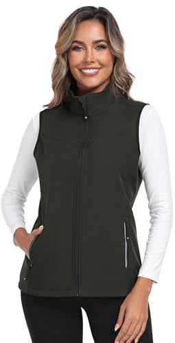 MoFiz Gilet da Donna Softshell Antivento Leggero Vest Cappotto Senza Maniche Giacca Calda Con Cerniera