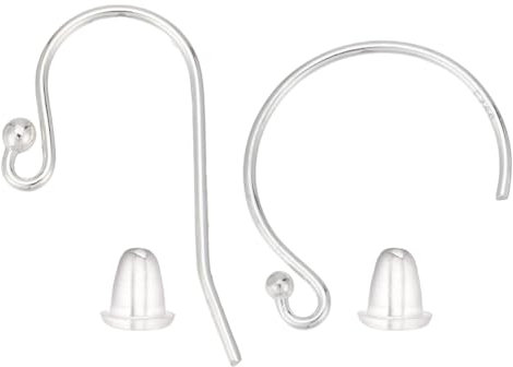 CRAFTYMELODY 16 unidades de 2 estilos 925 ganchos para pendientes de plata de ley con 20 tuercas de plástico con extremos de bola para la fabricación de joyas