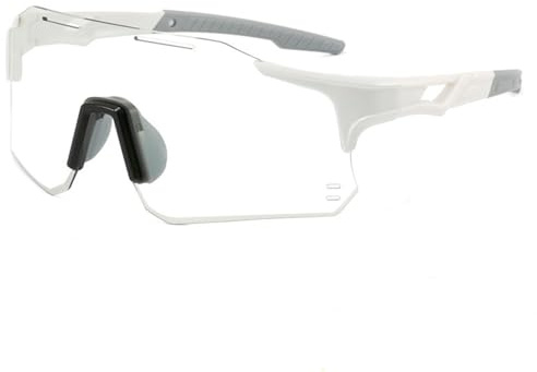 XFSRG Fahrrad Brillen Herren PC UV400 Sportbrille Mit Brillenetui für Radfahren Laufen Wandern Angeln (Weiß)