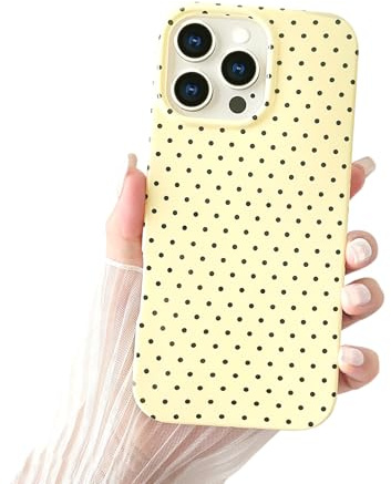 SmoBea for iPhone 14 Pro Max Case Cute Polka Dot Phone, Beautiful and Stylish, Soft and Slim TPU Shockproof Protective Case for Women Girls,Yellow
