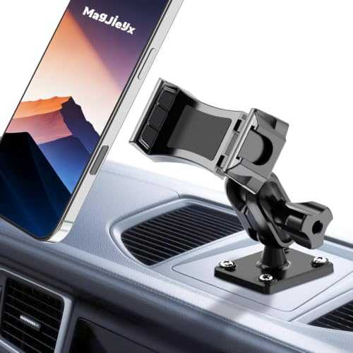 MAGJIEYX Support de Téléphone pour Voiture avec Base de Perçage Stable pour Tableau de Bord de Camion ou Bateau Rotation à 360° pour iPhone 17 16 15 14 Samsung (4,7 à 7 pouces) et tous les Smartphones