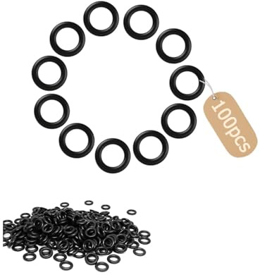 PDKKFF 100 Stück Gummi O Ringe Dichtungsringe 9mm Außendurchm Schwarz | Nitrilkautschuk O-Ring für Wasserhahn, Automotive, Hochdruckreiniger, Rohre(6mm Innendurchm, 1,5mm Breite)