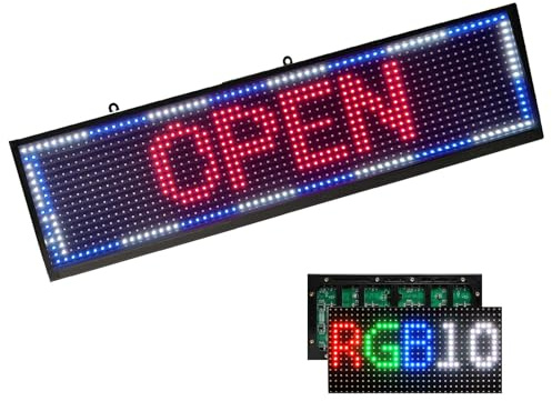P10 Programmierbares LED-Schild | 64x16 cm SMD-Digitaldisplay mit Neon-Optik | 4000cd/m² Hochhelle Anzeige | IP65 Allwetter led-Werbeschild Für Werbetafeln, „Geöffnet“-Schilder & Wohndekoration