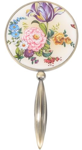 Angoily Handspiegel Mit Griff Vintage Handheld Mirror Für Make-up Tragbarer Kosmetikspiegel Für Frauen Und Mädchen Kompakt Für Reise Und Tasche Einseitiges Design