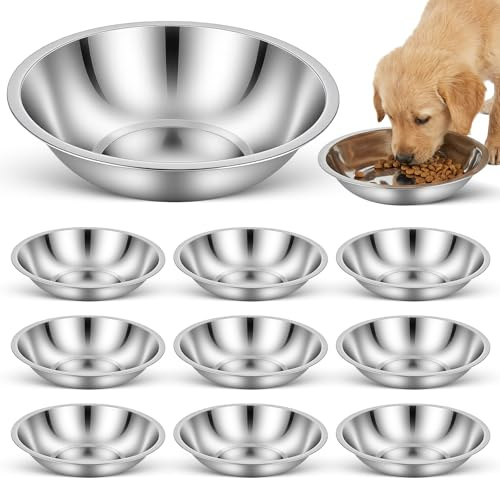 10 Stück Edelstahl-Tiernäpfe Set 20 cm – Metall-Futterschalen für Haustiere, Multifunktionale Futternäpfe, Silber