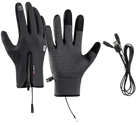 Micmetago Beheizbare Winterhandschuhe mit wiederaufladbarem Akku – Warme elektrische Handschuhe für kalte Tage, ideal für Outdoor-Aktivitäten, Radfahren & Alltag (Grau,M)