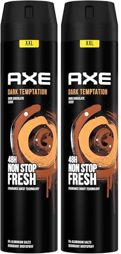 Axe Bodyspray Dark Temptation Deo ohne Aluminium sorgt 48 Stunden lang für effektiven Schutz vor Körpergeruch 250 ML (Packung mit 2)