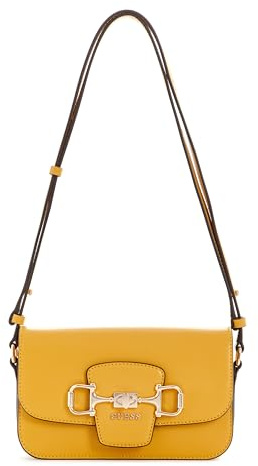 GUESS Umhängetasche Schultertasche Janie Convertible Xbody Flap Amber dunkelgelb