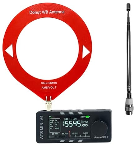 AMNVOLT V4 ATS Mini DSP Radio, Full Band Am FM LSB USB Receiver with Headphone Amplifier & Hi-Z Circuit, 1.9 Inch IPS Screen ESP32-S3 & SI4732 DSP Radio for Travel Walking Hiking Camping