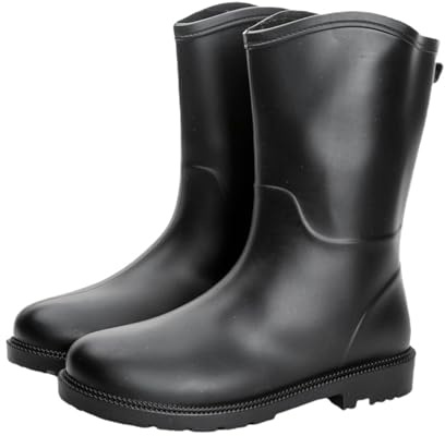 Kiduoua Stivali Da Acqua Donna Pioggia Economici Giardino Lavoro Pioggia Stivali Gomma Pvc Stivali Scarpe da Lavoro da Cucina Stivali da Acqua Donna Economici -1, Nero , 40 EU