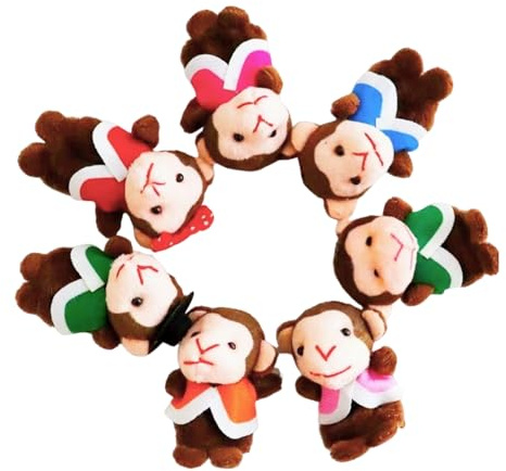 Little Monkeys Finger Puppets | 7 Pack Plush Finger Puppets Toy | Funny F́inger Puppet Set, Story Time Learning Aid for School, Storytelling Theater Role Play, Bedtime Story for