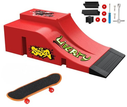 TriUnytion Finger Skateboard und Rampe Zubehör Set, Mini Fingerboard Park Kit DIY Deck Truck Fingerskateboard Rampe Kit für Jungen und Mädchen Geschenk (A)