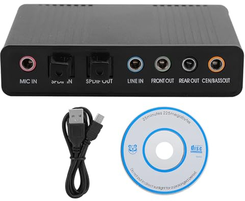 Carte Son Externe, Cartes Son Audio numériques DM-HD10, Adaptateur Audio USB 5.1 canaux pour Enregistrement karaoké, Ordinateur Portable