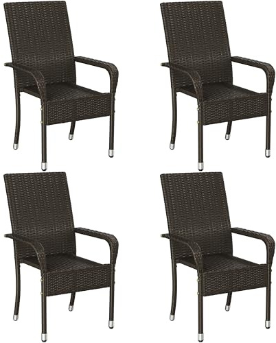Yaheetech Set of 4 Rattan Garden Stackable Arm Chair,58x62.5x94.5 cm, Brown
