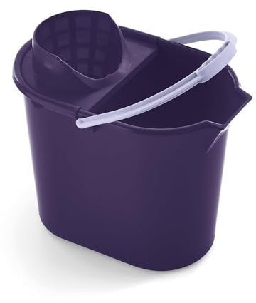 Mery | Cubo Ovalado con Escurridor | Cubo para Fregar | Asa Anatómica | Polipropileno | 12 Litros | Morado y Lila | Medidas: 31,5x25x34 cm