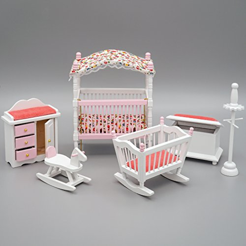 Odoria 1/12 Miniatur Schlafzimmer Möbel Set 6 Stück Puppenhaus Zubehör